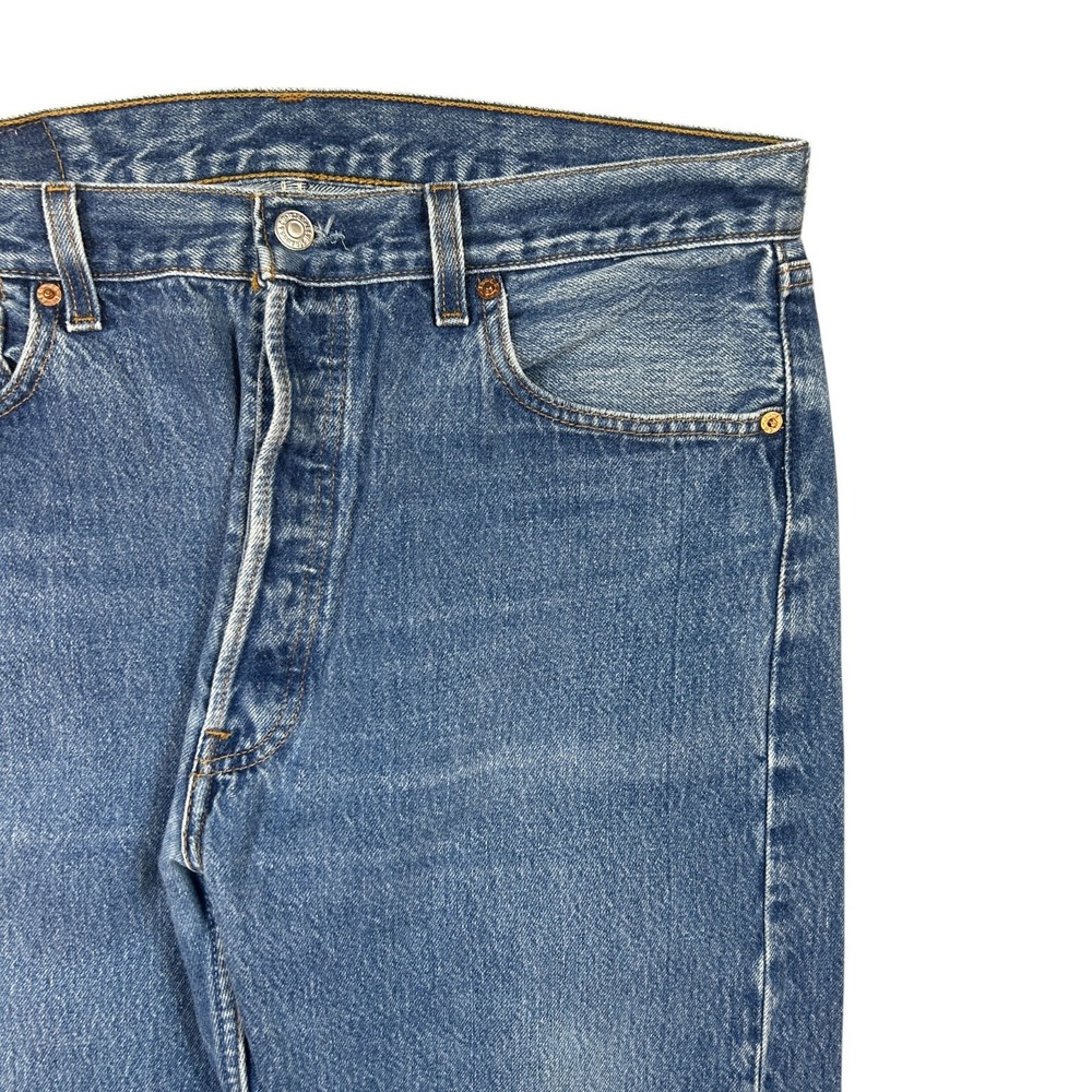 Vtg Levi's 501xx Jeans Men's Size 36X34 Blue Denim Flat Front Straight Leg - Picture 2 of 7